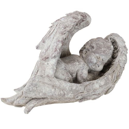 Anjo decorativo dormindo com asas figura de anjo túmulo 22,5cm