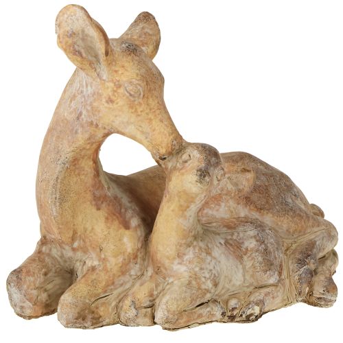 Floristik24 Figura decorativa veado com fulvo fundido em pedra marrom branco 20×11×17cm