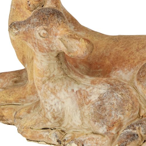 Itens Figura decorativa veado com fulvo fundido em pedra marrom branco 20×11×17cm