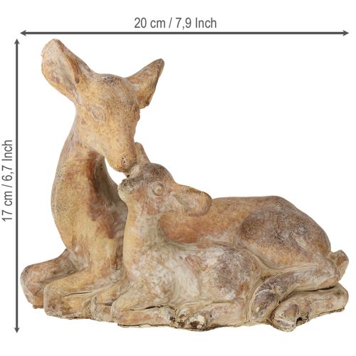 Itens Figura decorativa veado com fulvo fundido em pedra marrom branco 20×11×17cm
