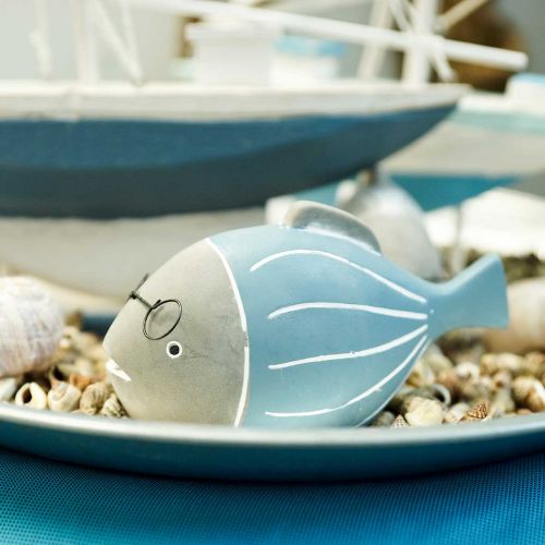 Floristik24 Peixe Deco com óculos azul branco 15.5/14.5cm 2pcs