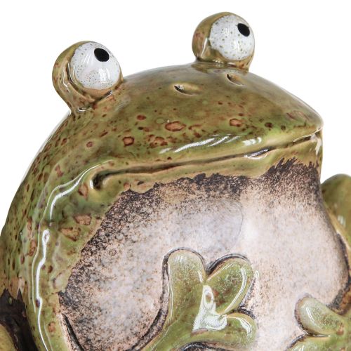 Itens Sapo decorativo cerâmica verde marrom vintage C15,5cm 2 peças
