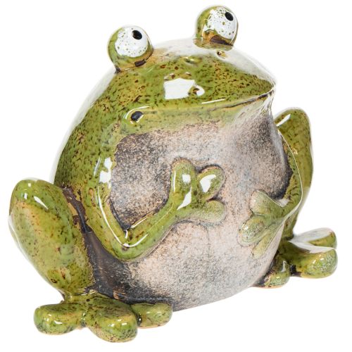 Sapo decorativo de cerâmica verde e marrom estilo vintage, 15,5 cm de comprimento. comprar | Floristik24.pt