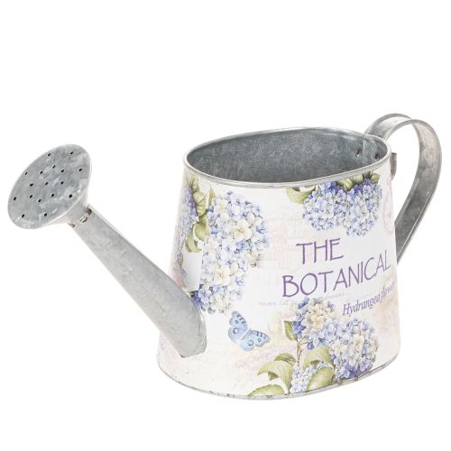 Regador decorativo em metal com estampa de hortênsias, estilo vintage, 30x11x14,5cm