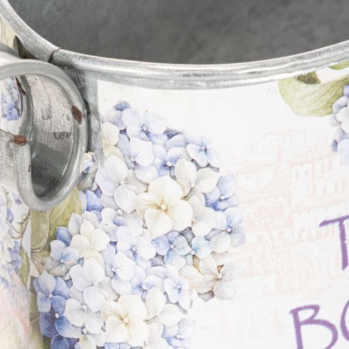 Regador decorativo em metal com estampa de hortênsias, estilo vintage, 30x11x14,5cm | Floristik24.pt