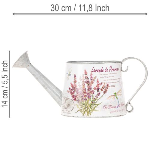 Regador decorativo de metal, lavanda, design retrô para jardim, 30×11×14,5cm | Floristik24.pt