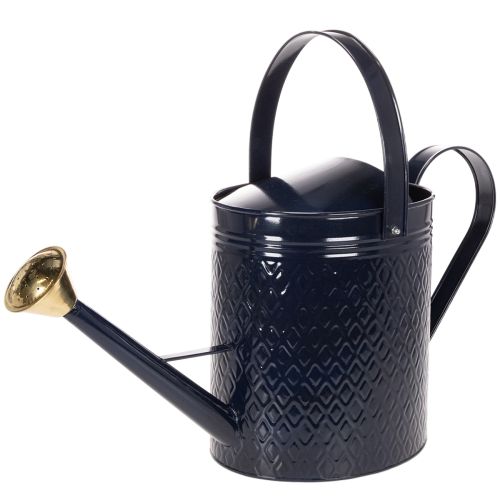 Regador decorativo em metal xadrez azul e dourado vintage, design retrô para uso interno, jardim ou varanda, 65 cm comprar | Floristik24.pt