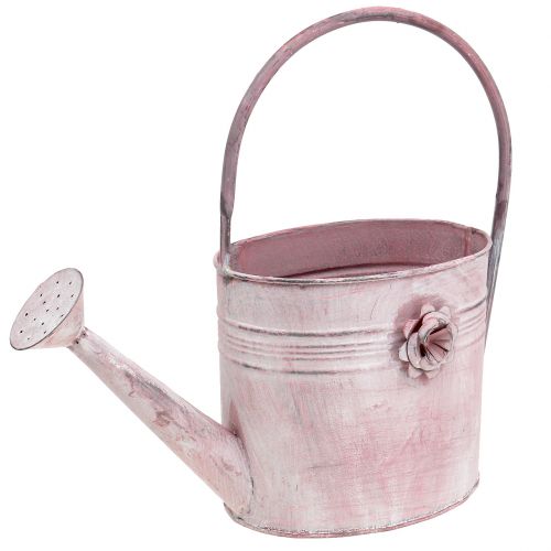 Floristik24 Regador decorativo feito de metal rosa L33cm L12cm A29cm