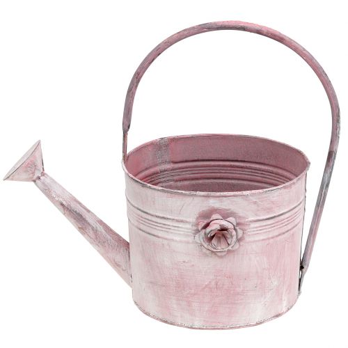 Floristik24 Regador decorativo feito de metal rosa L33cm L12cm A29cm