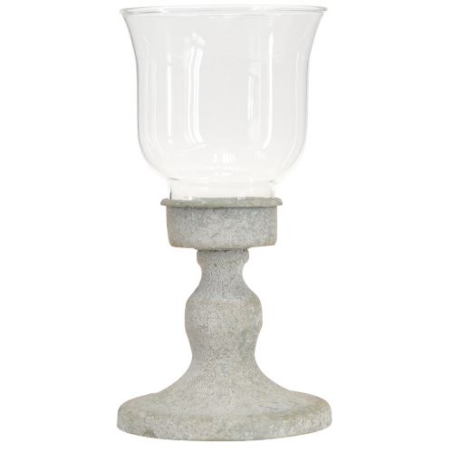 Itens Copo de vidro decorativo metal cinza estilo vintage Ø8cm Alt.15,5cm