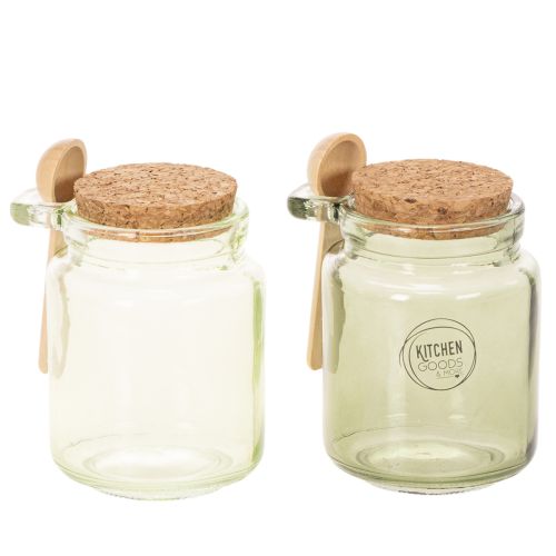 Copo decorativo com tampa de cortiça e colher, verde, Ø7cm, A10cm, 2 peças comprar | Floristik24.pt