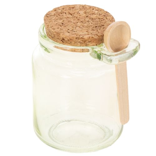 Copo decorativo com tampa de cortiça e colher, verde, Ø7cm, A10cm, 2 peças | Floristik24.pt
