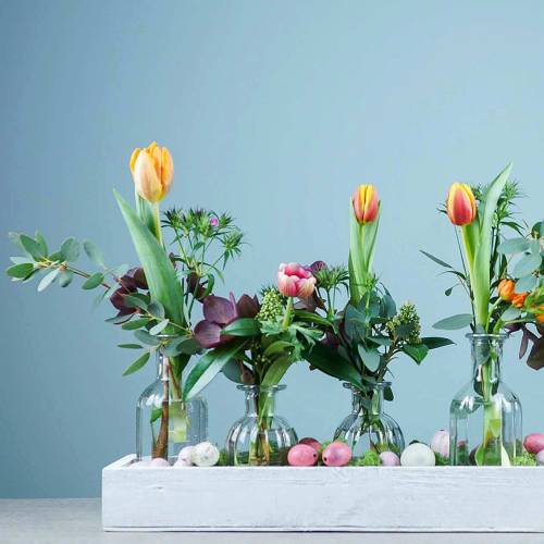 Itens Vaso de flores em garrafa Deco Ø7,5cm A13,5cm transparente 6uds