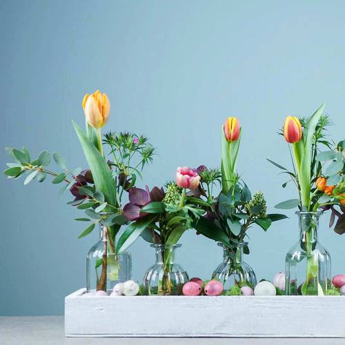 Itens Vaso de flores decorativo para garrafa Ø7,5cm Alt.13,5cm transparente 6 unidades