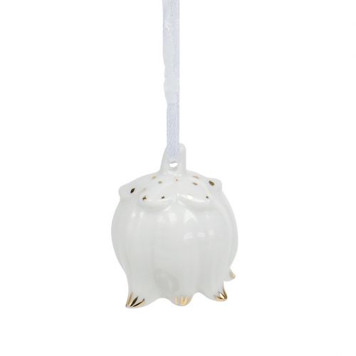 Floristik24 Sinos decorativos em forma de flor branco, dourado 4 unidades