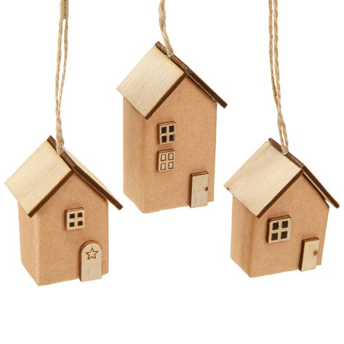 Casa decorativa árvore de natal decoração vermelho-marrom natural 6 cm 9 peças