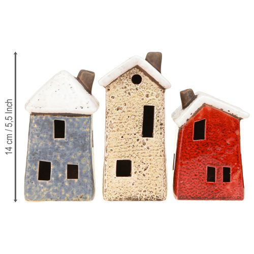 Itens Casa decorativa cerâmica creme vermelho cinza 10/12/13,5cm 3 peças