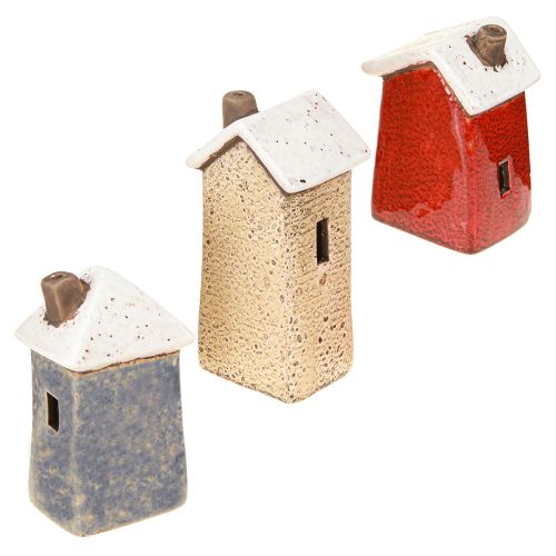 Itens Casa decorativa cerâmica creme vermelho cinza 10/12/13,5cm 3 peças