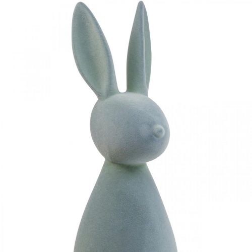 Floristik24 Coelhinho Deco Coelhinho da Páscoa Deco Flocado Verde Cinzento Alt. 69cm