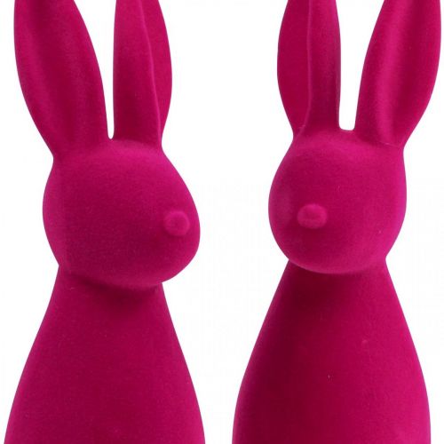 Floristik24 Coelho Decorativo Coelho Decorativo da Páscoa – 2ª Escolha – Flocado Rosa H29,5cm 2 pcs