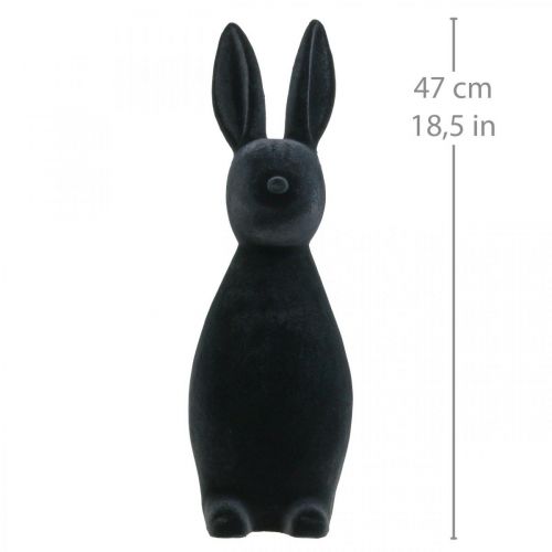 Floristik24 Coelho Decorativo Preto – 2ª Escolha – Coelho Decorativo Páscoa Flocado H47cm