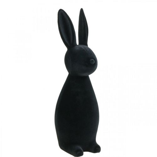 Floristik24 Coelho Decorativo Preto – 2ª Escolha – Coelho Decorativo Páscoa Flocado H47cm