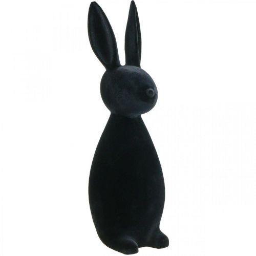 Floristik24 Coelho Decorativo Preto – 2ª Escolha – Coelho Decorativo Páscoa Flocado H69cm
