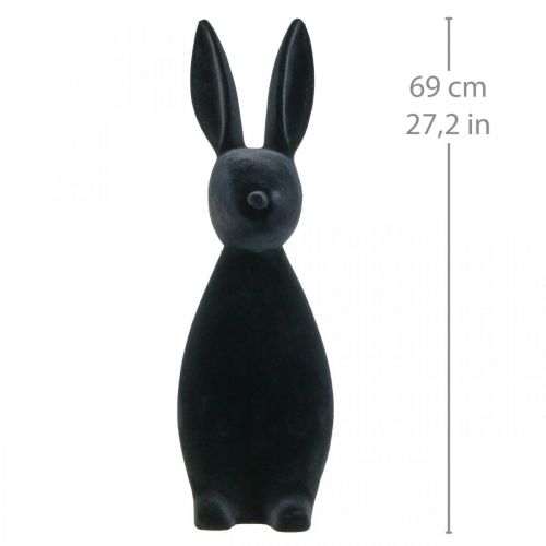 Floristik24 Coelho Decorativo Preto – 2ª Escolha – Coelho Decorativo Páscoa Flocado H69cm