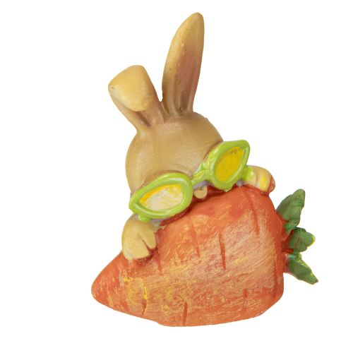 Floristik24 Coelhinho decorativo com cenoura, boneco de decoração de coelho da Páscoa H5,5cm 6 peças