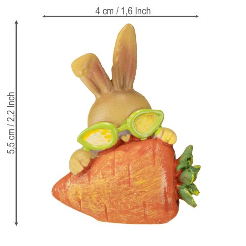 Itens Coelhinho decorativo com cenoura, boneco de decoração de coelho da Páscoa H5,5cm 6 peças
