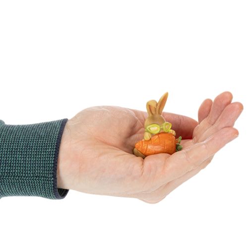 Itens Coelho decorativo com cenoura, figuras decorativas de coelho da Páscoa, 6 cm, 3 peças