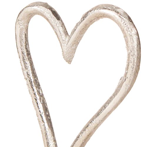 Itens Coração Decorativo Metal Madeira em Prata Natural 7,5x5x13cm 3pcs