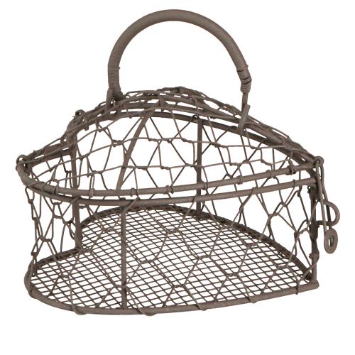 Floristik24 Coração decorativo feito de arame para enchimento cinza vintage 14×13,5cm