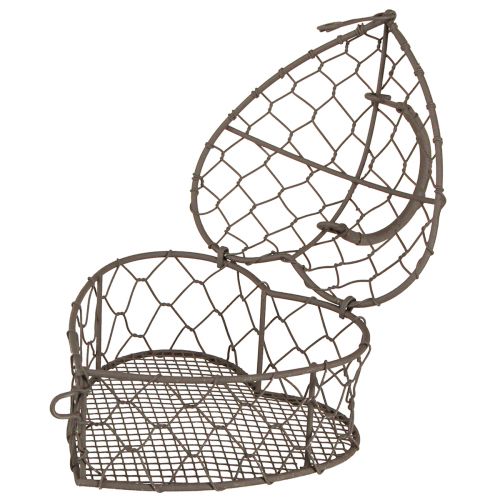Floristik24 Coração decorativo feito de arame para enchimento cinza vintage 14×13,5cm