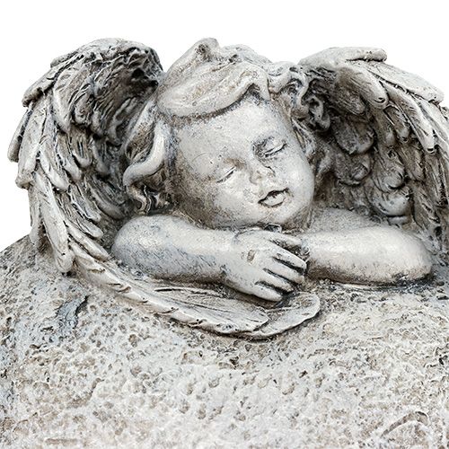 Floristik24 Coração decorativo com anjo cinza 10,5 cm 2 unidades