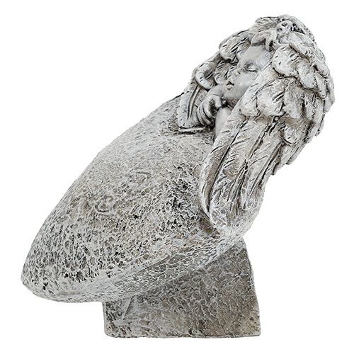 Floristik24 Coração decorativo com anjo cinza 10,5 cm 2 unidades