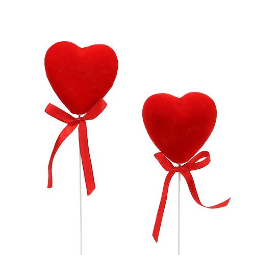 Itens Corações decorativos flocados 6 cm vermelhos 18 unidades