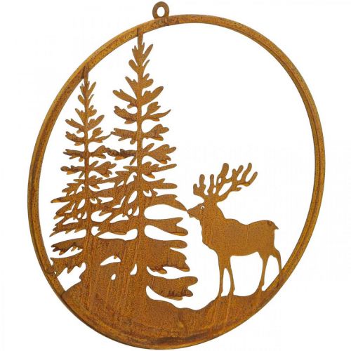Floristik24 Anel de decoração pátina anel de metal ferrugem decoração de parede de veado Ø38cm