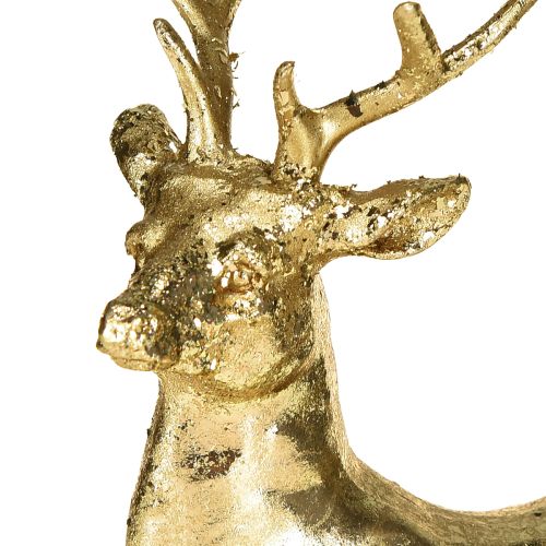 Itens Figura decorativa de rena deitada dourada 10,5×7×11,5cm 2 peças