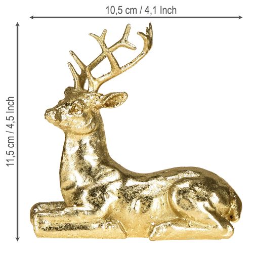 Itens Figura decorativa de rena deitada dourada 10,5×7×11,5cm 2 peças