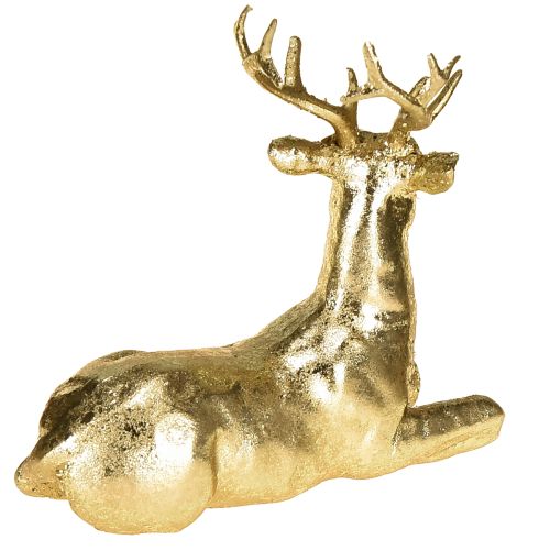 Itens Figura decorativa de rena deitada dourada 10,5×7×11,5cm 2 peças