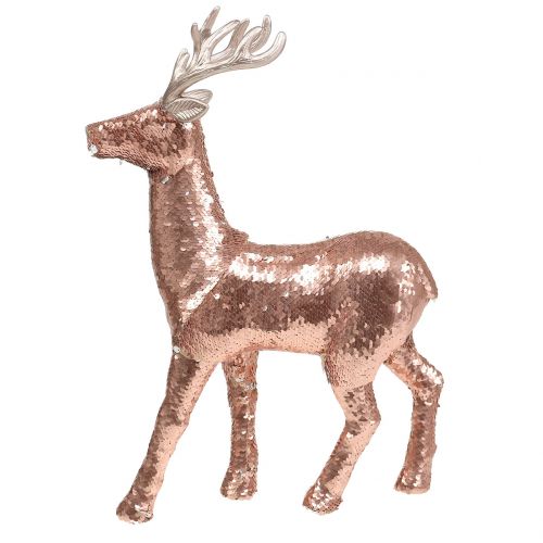 Floristik24 Veado decorativo com lantejoulas ouro rosa Alt.46cm
