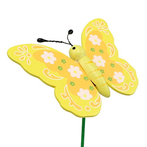 Floristik24 Borboletas decorativas de madeira em uma vara de 8cm 24pcs