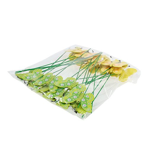 Floristik24 Borboletas decorativas de madeira em uma vara de 8cm 24pcs