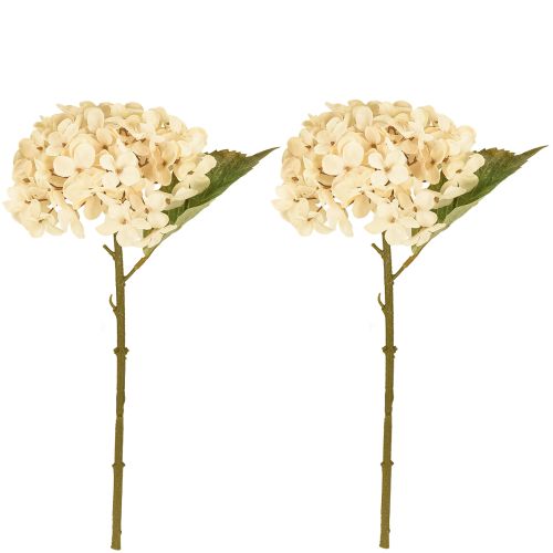 Itens Hortênsias decorativas flores artificiais de seda creme 34cm 2 unidades