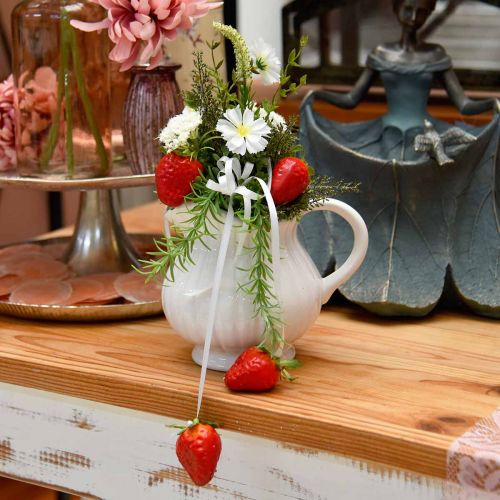 Itens Vaso decorativo, jarro com pega cerâmica verde, branco, creme H14.5cm 3pcs