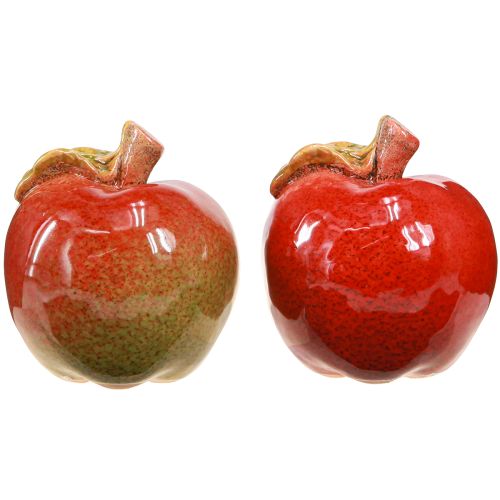Itens Maçãs de cerâmica decorativas decoração de mesa outono vermelho verde H7,5cm 4 peças