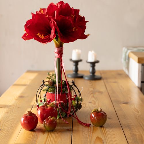 Itens Maçãs de cerâmica decorativas decoração de mesa outono vermelho verde H7,5cm 4 peças