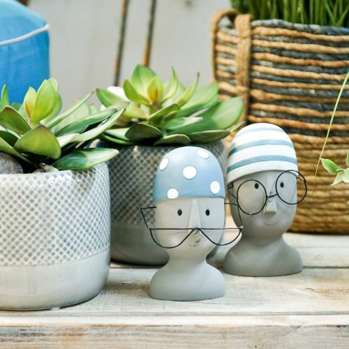 Floristik24 Nadador de cabeça decorativa com óculos e touca de banho branco azul H15cm / 16cm 2pcs