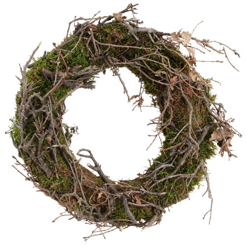 Itens Coroa decorativa de musgo com ramos de bonsai naturais Ø30cm